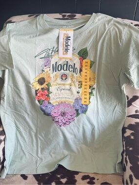 Modelo Light Mint Graphic Tee with White Modelo Logo Ladies or Men’s!